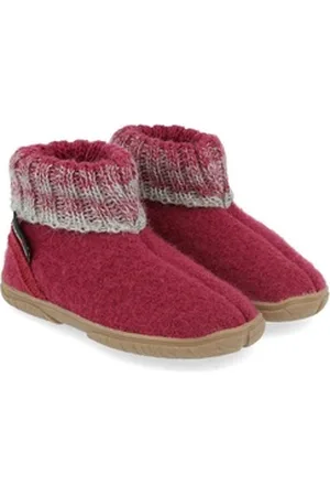 Haflinger Fidelius Yuki Kinderhausschuhe mit Kragen und Gummisohle unisex Hausschuh lila 24 EU