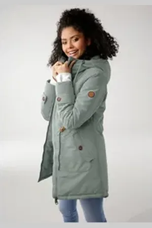 KangaROOS Winterjacke mit Fleece-Fütterung grau|grün 46
