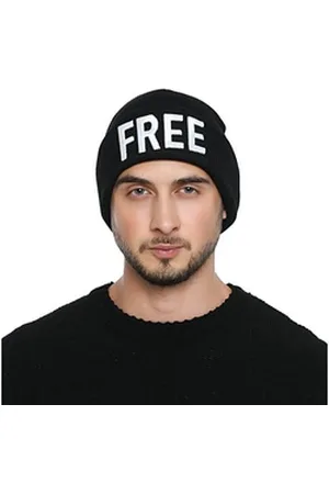 DonDon Beanie stylische Herren Winter Beanie (Packung, 1-St) Wintermütze, mit coolem Statement-Print, Strickmütze mit Krempe schwarz