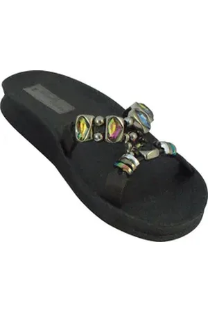 Linea Damen Fußbett Luxus Pantolette Badeschuhe Pasas Schlappen schwarz 39 EU | 39