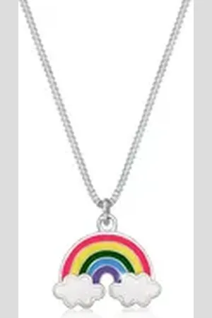 Elli Kette mit Anhänger Kinder Regenbogen Wolke Emaille Happy 925 Silber, Regenbogen silberfarben