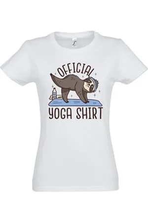 Youth Designz T-Shirt Official Yoga Damen Shirt mit lustigem Faultier Frontprint weiß 3XL