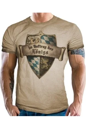 LOBO NEGRO Trachtenshirt Für Bayern Fans - im Vintage Trachten Look: Im Auftrag des Königs beige 4XL
