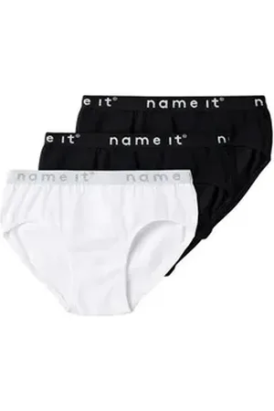 NAME IT Slip NKFBRIEFS 3P BLACK (Sparpack, 3-St., 3er Pack) mit Logo auf dem Taillenbund schwarz 110-116
