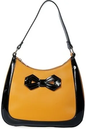 Banned Retro Schultertasche Marlene Bow Mustard, Vintage Lack Zierschleife gelb
