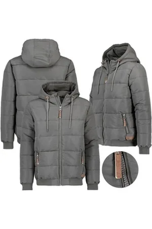 Eight2Nine Steppjacke Herren Winter Jacke Steppjacke Kapuzenjacke Stehkragen Warm Gesteppt grau S