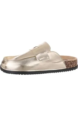 Ital-Design Damen Mules Freizeit Pantolette (85697922) Flach Pantoletten in Gold goldfarben 36 EU