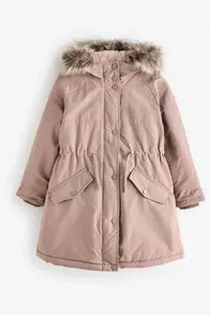 Next Steppmantel Spritzwasserabweisender Parka mit Kunstfellbesatz (1-tlg) rosa 104 (4 J.)