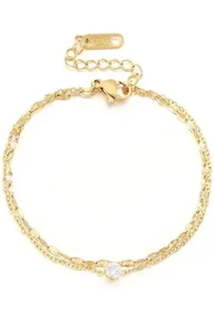 Eyecatcher Armkette Elegantes mehrreihiges Armkettchen mit Edelstein Verstellbar in 3 (kein Set) silberfarben
