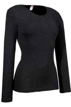 CON-TA Conta Unterhemd Damen-Thermo-Unterhemd, langarm Feinripp Streifen schwarz 42