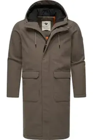 Ragwear Wintermantel Mr Them Long lange wasserdichte Herren Winterjacke mit Kapuze braun XL (54)