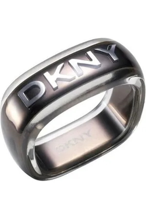 DKNY Fingerring Damen, aus Edelstahl, mit Kunststoff ummantelt, Schwarz, Gr. 50 (15,9mm) schwarz