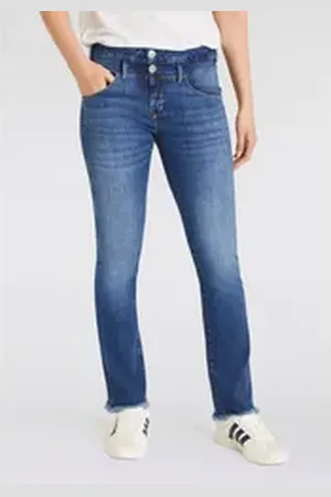 Herrlicher Bootcut-Jeans Jeans Baby Cropped Org Dnm in cropped Länge mit ausgefranstem Saum blau 28