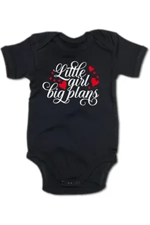 G-graphics Kurzarmbody Little girl big plans Baby Body mit Spruch / Motiv / Aufdruck • zur Geburt / Babyparty schwarz 3-6 Monate