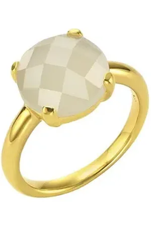 Jamelli Fingerring 925 Silber vergoldet mit Mondstein gelb 054 (17,2)