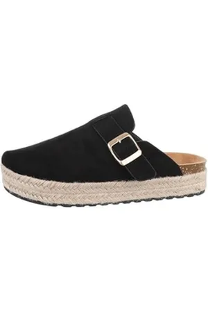 Ital-Design Damen Mules Freizeit Pantolette Flach Pantoletten in Schwarz schwarz 37 EU