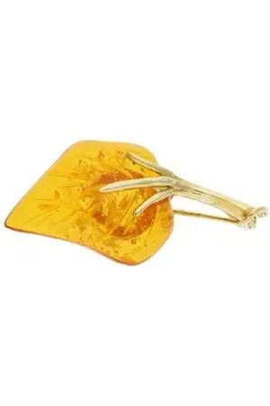 JuwelmaLux Brosche Brosche 333 Gelbgold mit Bernstein JL30-01-4399