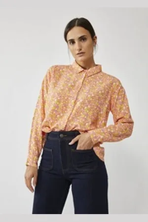 Codello Klassische Bluse aus Viskose mit Millefleurs-Muster orange L