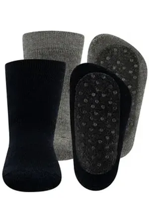 Ewers ABS-Socken Stoppersocken Uni (2-Paar) blau|grau 18-19