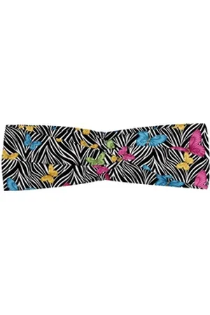 Abakuhaus Stirnband Elastisch und Angenehme alltags accessories Bunt Schmetterlinge auf Zebra blau|gelb|rosa