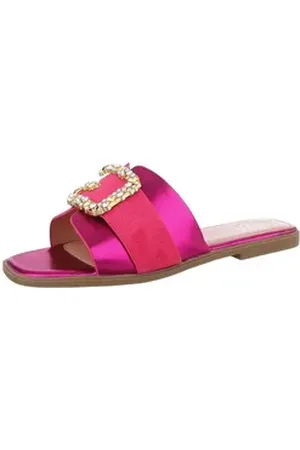 Ital-Design Damen Mules Freizeit Pantolette (86527069) Blockabsatz Pantoletten in Pink rosa 36 EU