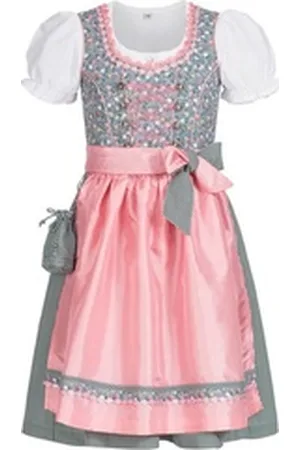 Nübler Dirndl Mädchen Dirndl im traditionellen Stil Kinder Trachten, Blau (Dirndl Set NICKY, 3-tlg., Dirndl Kleid mit Bluse und Schürze) Kinder Tracht im bayerischen Stil - Trachtenmode Kinder blau 110