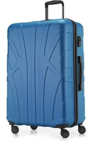 SUITLINE Trolley S1, 4 Rollen, Großer Reisekoffer XL Koffer mit Erweiterung, Rollkoffer TSA 110 L blau