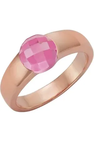 Jamelli Fingerring 925 Silber rosé vergoldet Quarz (beh) rot 058 (18,5)