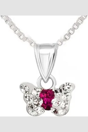 schmuck23 Kettenanhänger Anhänger Kette Schmetterling 925 Silber Kristalle Kinder Mädchen (Halskette mit Anhänger), Silberanhänger Kettenanhänger Kinderschmuck Halskette weiß