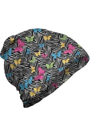 Abakuhaus Beanie Wandern im Freien Bunt Schmetterlinge auf Zebra gelb|blau|rosa