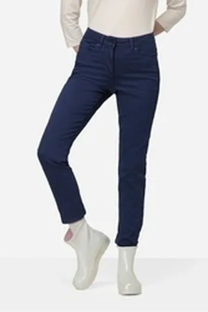 Laurasøn 5-Pocket-Jeans Jeans Tina gerade Passform seitliche Zierfalten blau 36