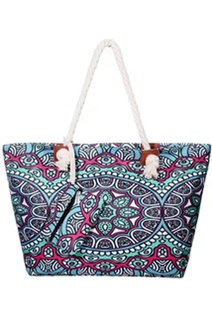 DonDon Strandtasche Shopper wasserabweisende Tasche (2-tlg), Große Strandtasche, mit Reißverschluss, inkl. kleinem Beutel bunt