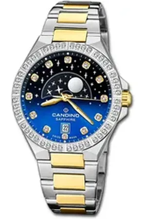 Candino Quarzuhr Damenuhr Edelstahl silber gold, (Analoguhr), Damenuhr Edelstahlarmband silber, gold, rundes Gehäuse, mittel (34mm) silberfarben