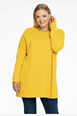 Yoek Longpullover Damen Pullover Große Größen gelb 42/44