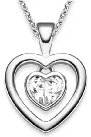 Amoonic Herzkette Halskette Damen Silber 925 Frauen Kette mit Zirkonia Herzanhänger (inkl. Schmucketui), Echte Herz Silberkette Gold Rosegold vergoldet Geschenk Freundin silberfarben