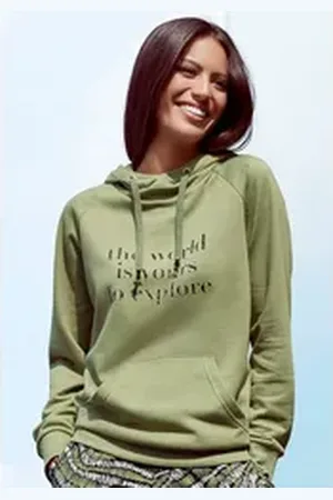 Lascana Hoodie mit Statement Druck, Loungeanzug grün 32/34