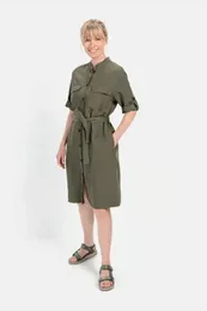 Camel Active Maxikleid mit Stehkragen Markenlabel grün L