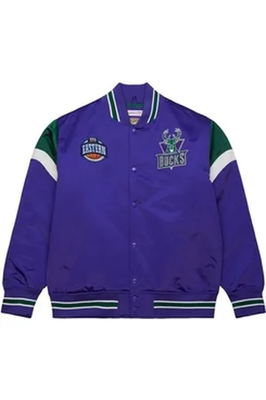 Mitchell & Ness Collegejacke Heavyweight Satin NBA Milwaukee Bucks lila M