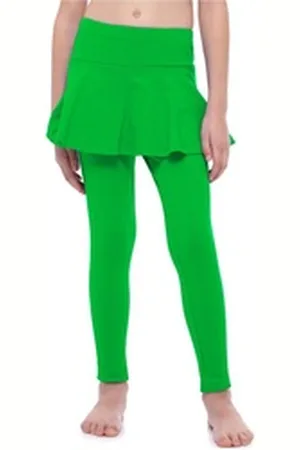 Merry Style Leggings Mädchen Lange Leggings aus Baumwolle mit Rock MS10-254 (1-tlg) elastischer Bund grün 158