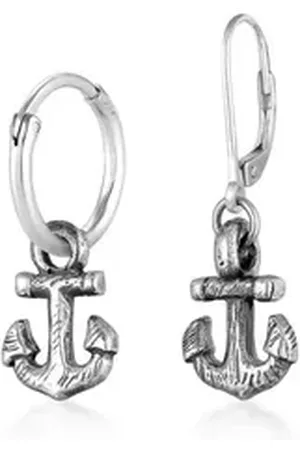 Haze & Glory Paar Ohrstecker Set Creolen Ohrhänger Anker 925 Silber oxidiert, Anker silberfarben