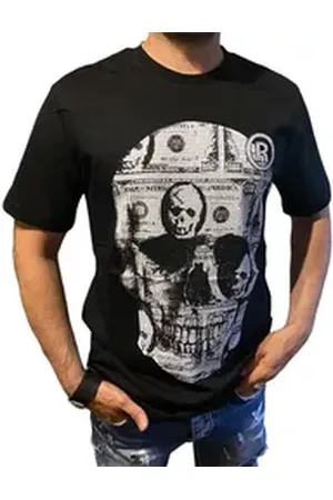 Aaron Bane Kurzarmshirt Totenkopf T-Shirt Kurzarm Shirt Strasssteinen Schwarz 100-Dollar (1-tlg) S