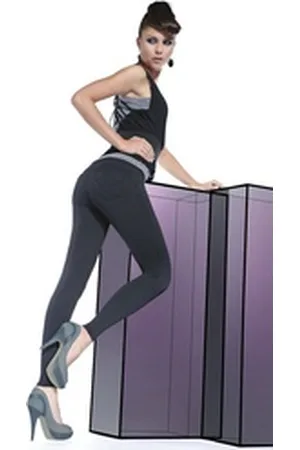 Basbleu Leggings Fashion Leggings Hose lang weich blickdicht mit Taschen 200den Sandra Tragekomfort schwarz 4-L