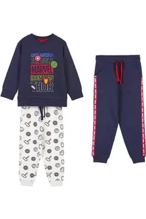 Marvel The Freizeitanzug Marvel (3-tlg), Jungen 3er Set Sweatshirt & 2 Hosen Größe 98 - 122 cm blau 116 cm