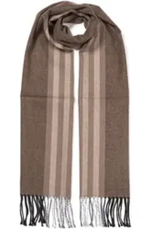 Carlo Monti Strickschal, angenehm weich, Modeschal, lange mehrfarbige Fransen braun