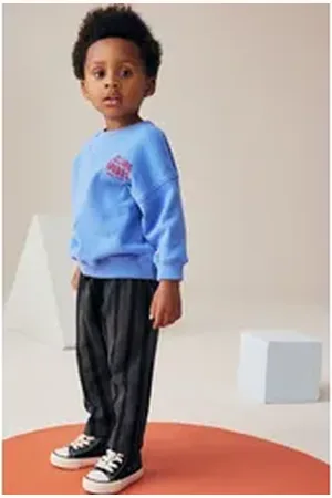 Next Sweatanzug Sweatshirt und gestreifte Jogginghose im Set (2-tlg) blau 110-116 (5-6 J.)
