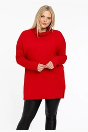 Yoek Longpullover Damen Pullover Große Größen rot 38/40