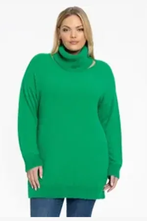 Yoek Longpullover Damen Pullover Große Größen grün 50/52