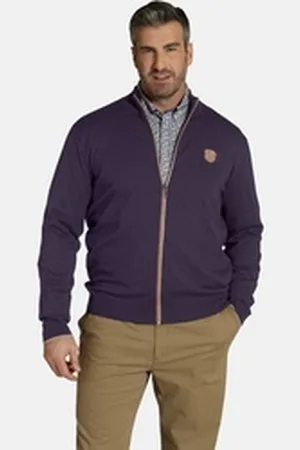 Charles Colby Strickjacke DUKE HUW angenehme Baumwoll-Mischung lila 3XL (64/66)