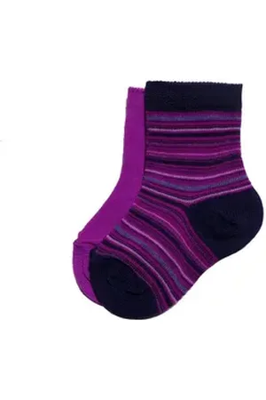 Penti WERI SPEZIALS Strumpfhersteller GmbH Basicsocken Kinder Socken 2-er Pack >>Feine Ringel und UNI<< aus Baumwolle (Set) 2-er Pack lila 23-26