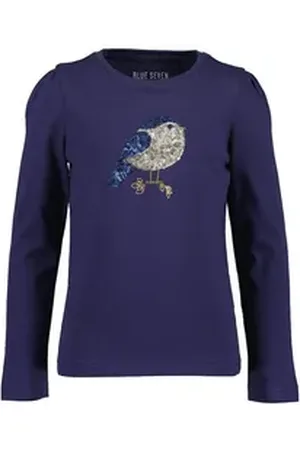 Blue Seven Langarmshirt Mädchen Langarmshirt Pailletten Vogel dunkelblau (1-tlg) blau 104